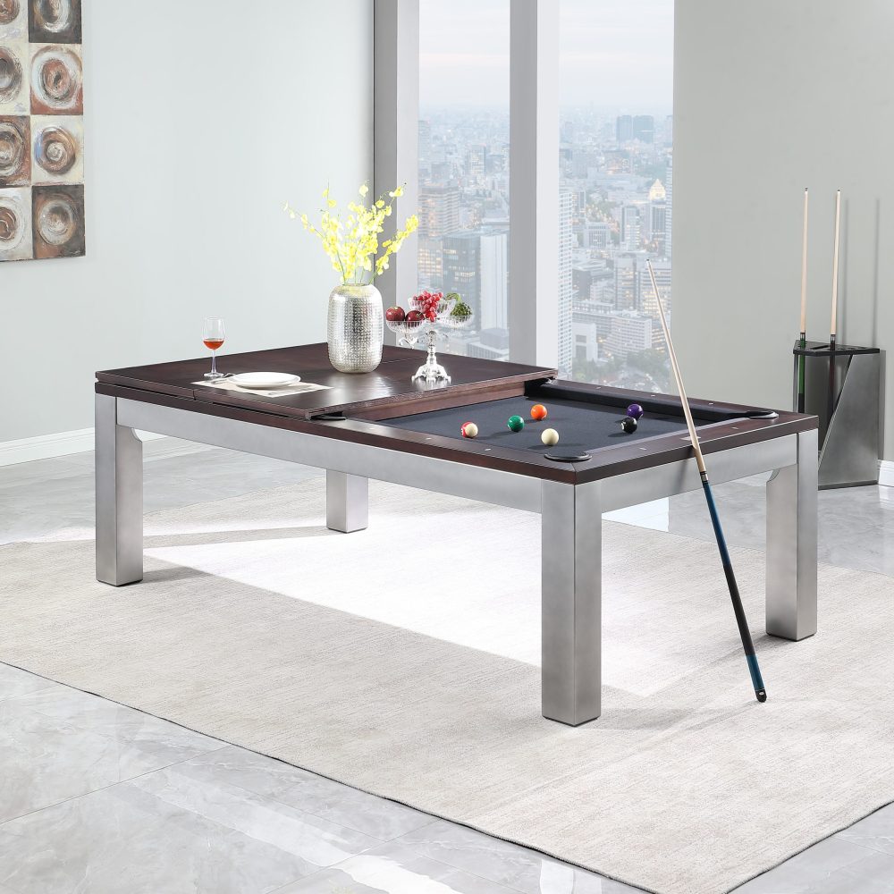 Playcraft Genoa Slate Pool Table in Walnut on Silver