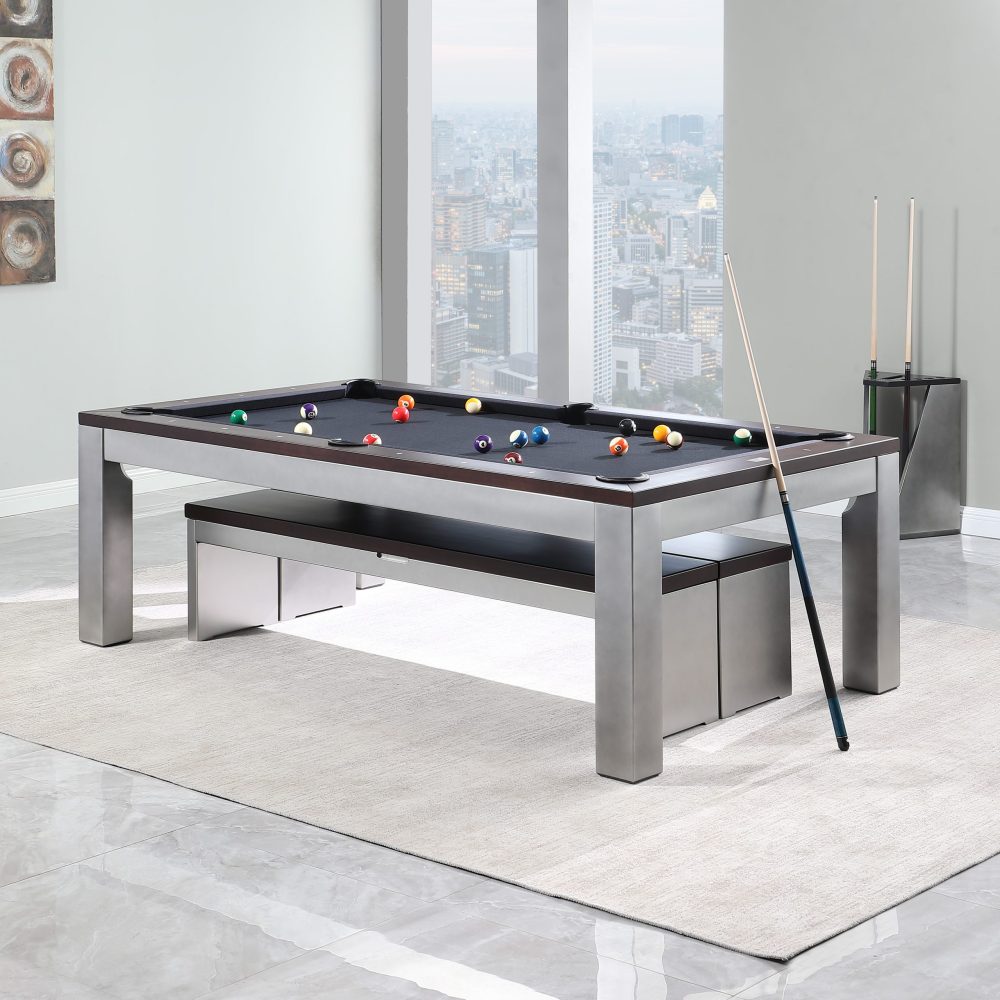 Playcraft Genoa Slate Pool Table in Walnut on Silver