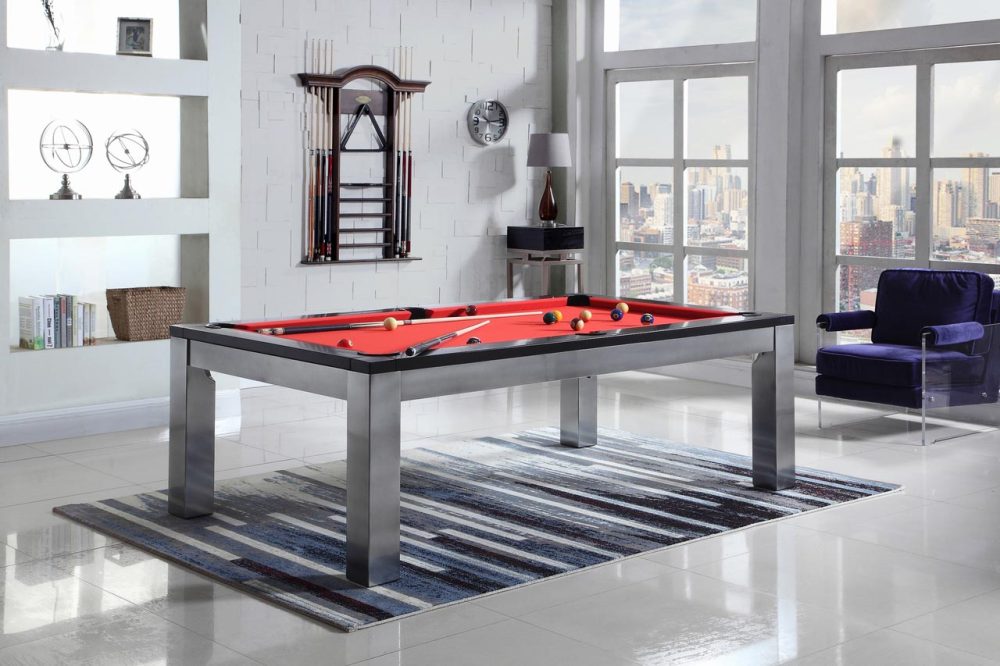 Playcraft Monaco Slate Pool Table w/Dining Top, Black on Silver