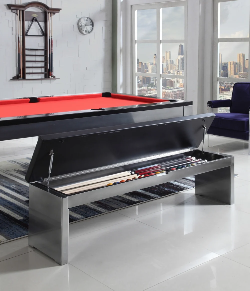 Playcraft Monaco Slate Pool Table w/Dining Top, Black on Silver