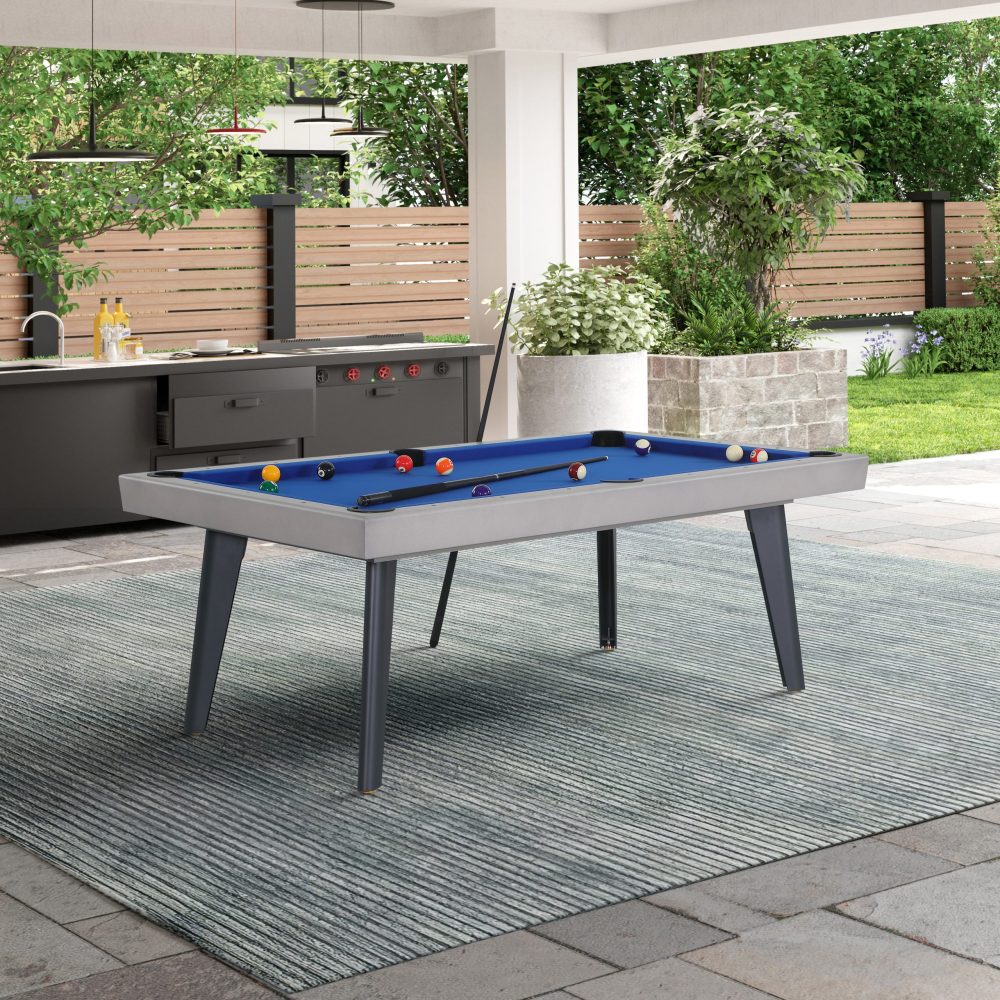 Playcraft Santorini 7' Outdoor Pool Table w/Dining Top, Benches, & Ping Pong, Gray - Image 15