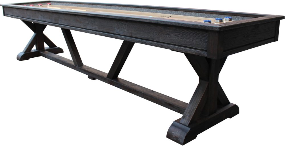 Playcraft Brazos River Pro-Style Shuffleboard Table w/3" Butcher Block in Weathered Black - Image 2