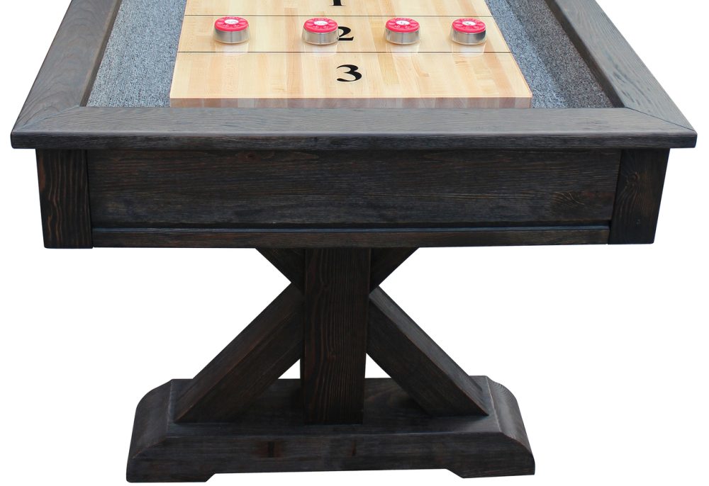 Playcraft Brazos River Pro-Style Shuffleboard Table w/3" Butcher Block in Weathered Black - Image 5